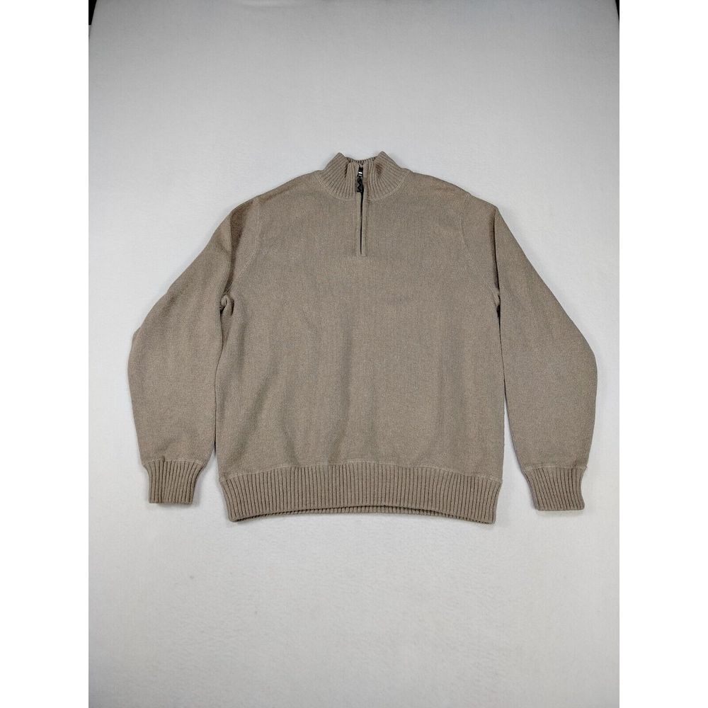 Eddie Bauer Sweater Men's Large Brown 1/4 Zip Cabincore Cozycore Gorpcore